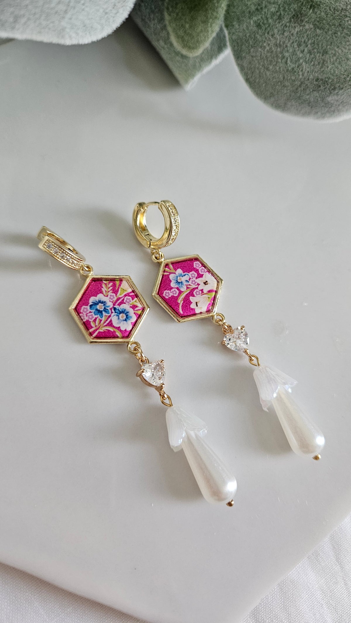 Pink Unicorn Huggie with Acrylic Beads