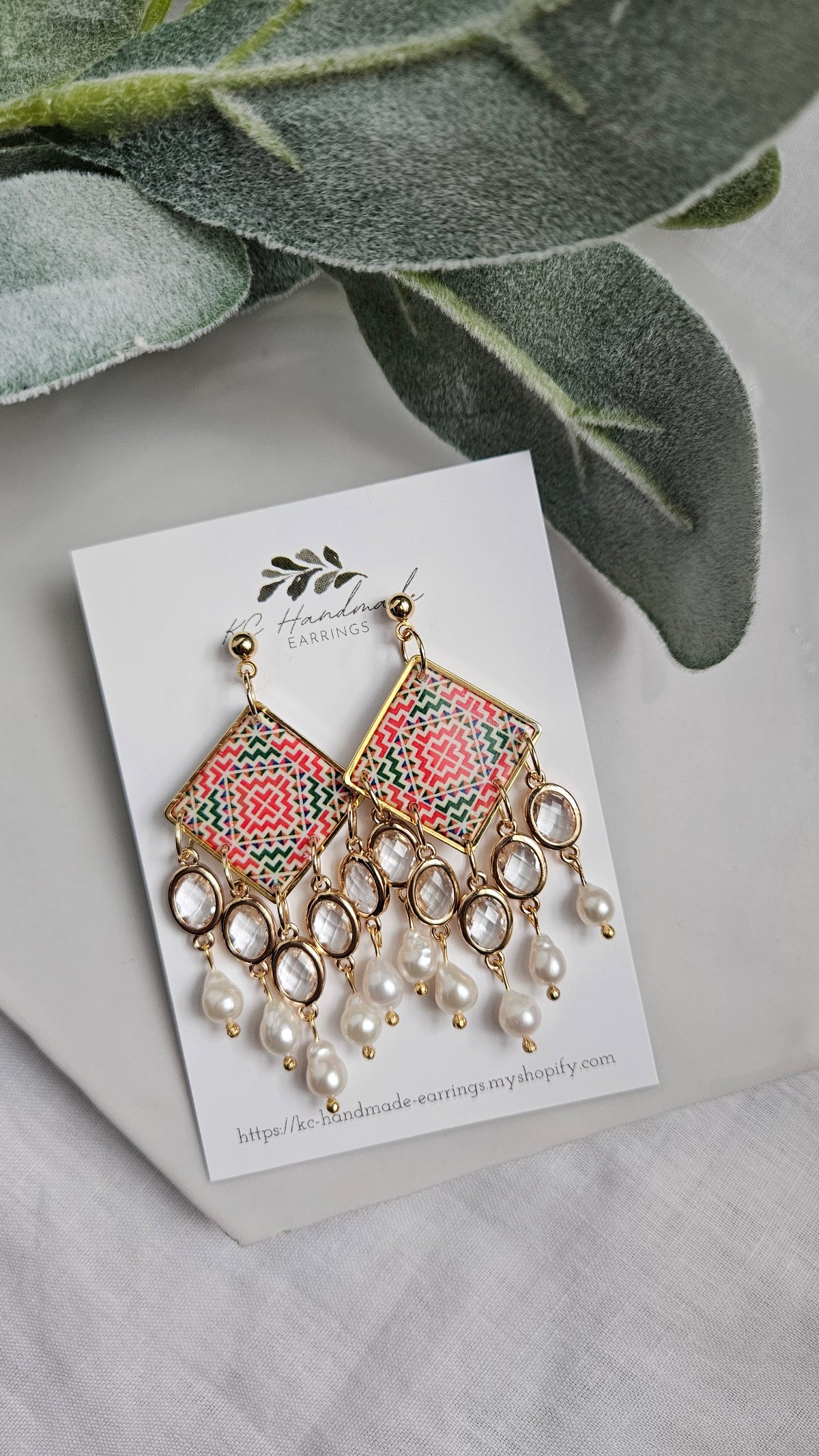 Cross Stitch Dangle with Oval Charms