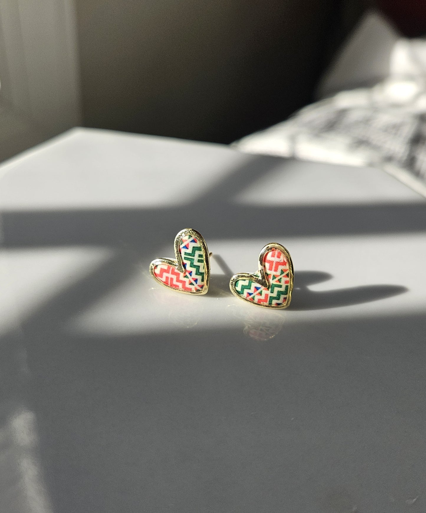 Cross Stitch Heart Stud