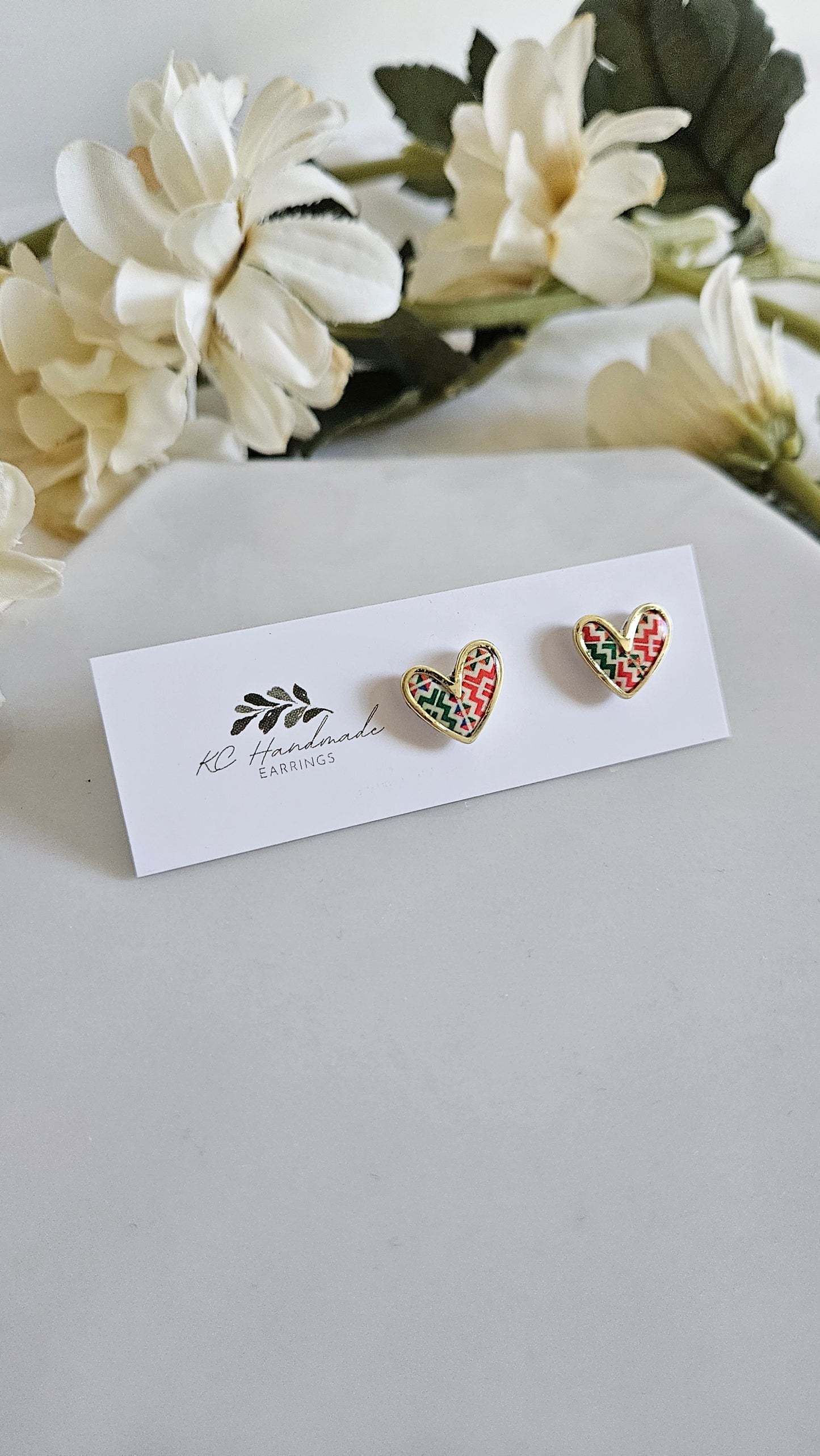 Cross Stitch Heart Stud