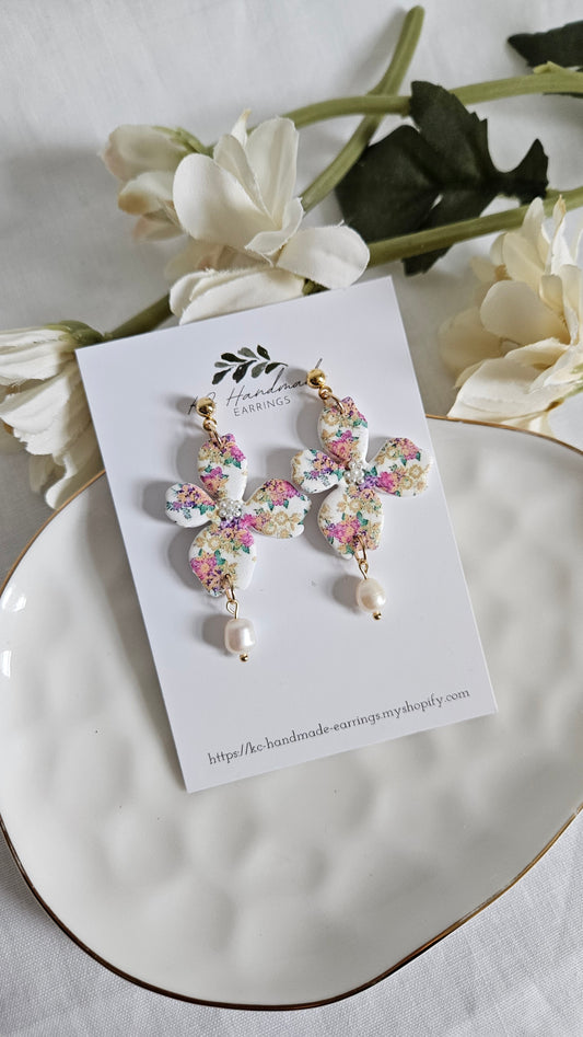 Vintage Lis Loos Flower Dangle with Freshwater Pearl