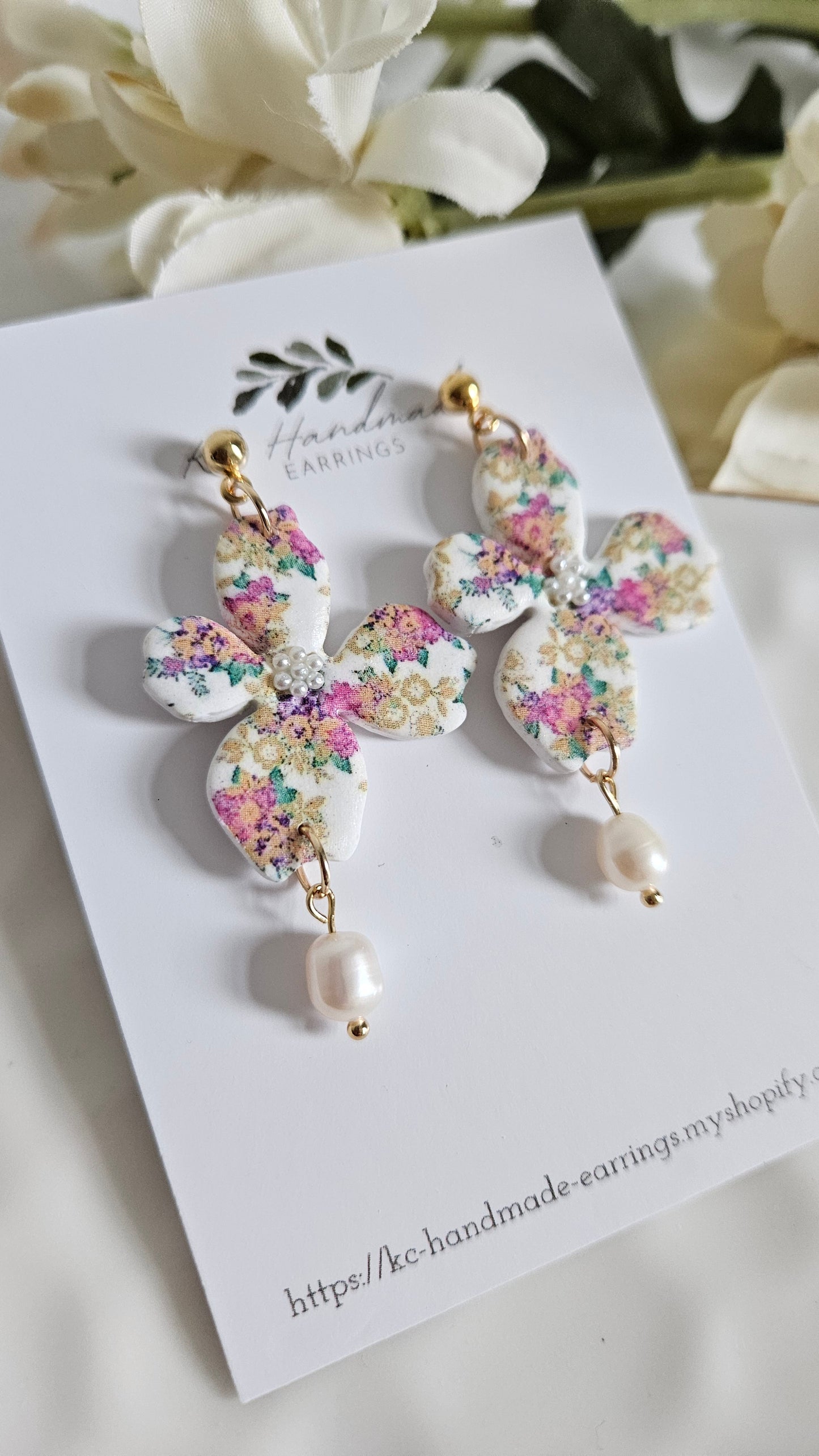 Vintage Lis Loos Flower Dangle with Freshwater Pearl