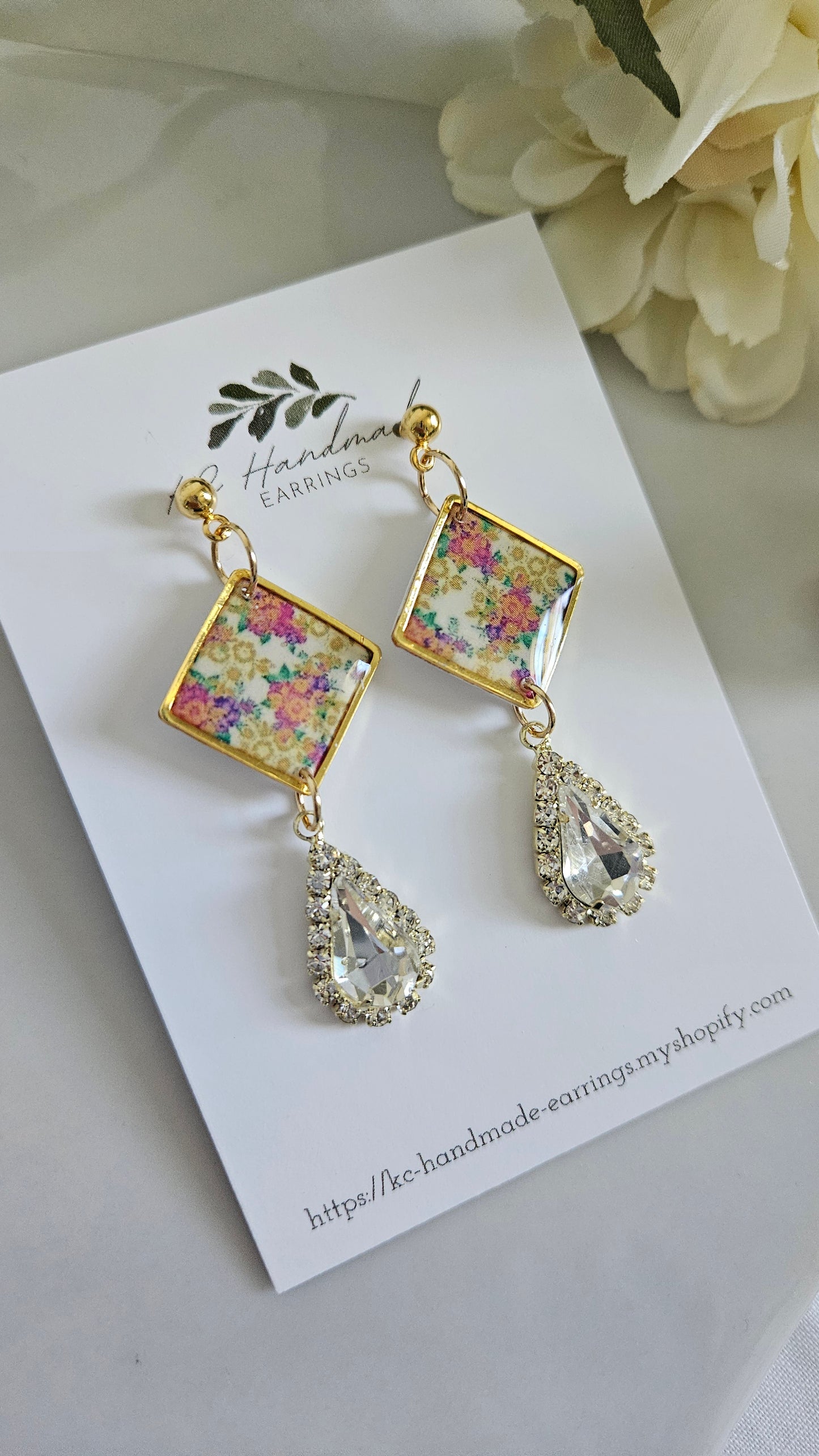 Vintage Lis Loos Dangle with CZ Teardrop