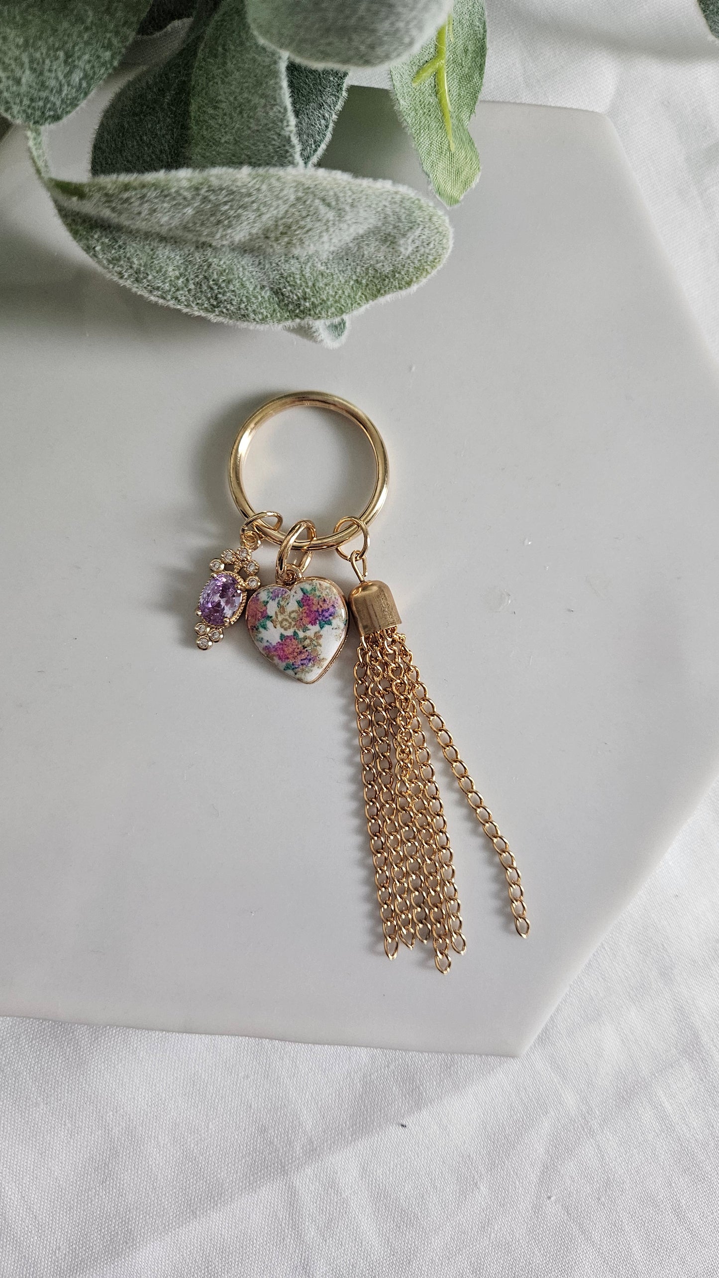 Vintage Lis Loos Heart Keychains
