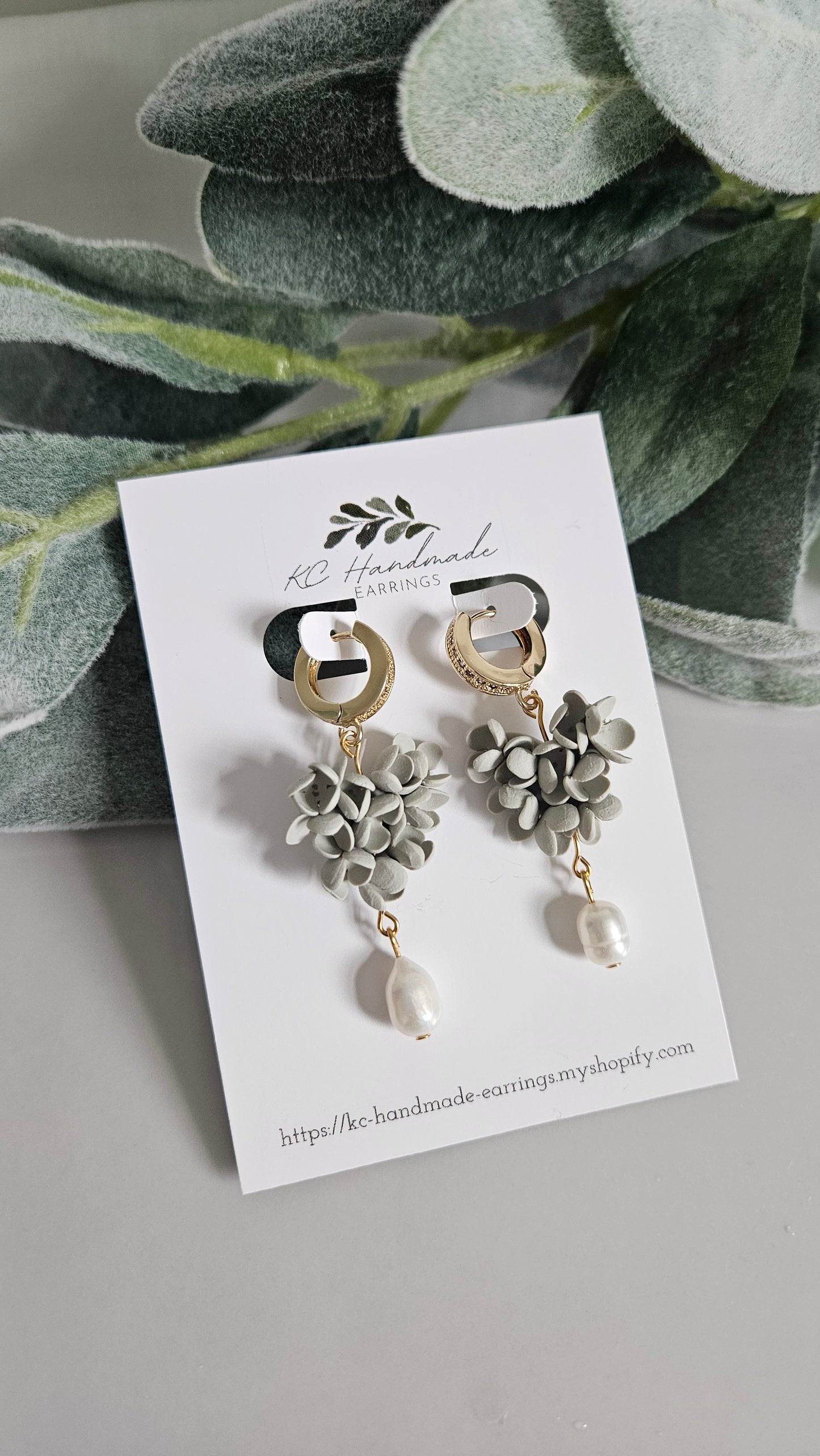 Sage Floral Heart Dangle