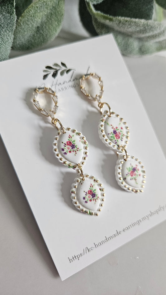 Flower lis loos Vintage Long Dangle