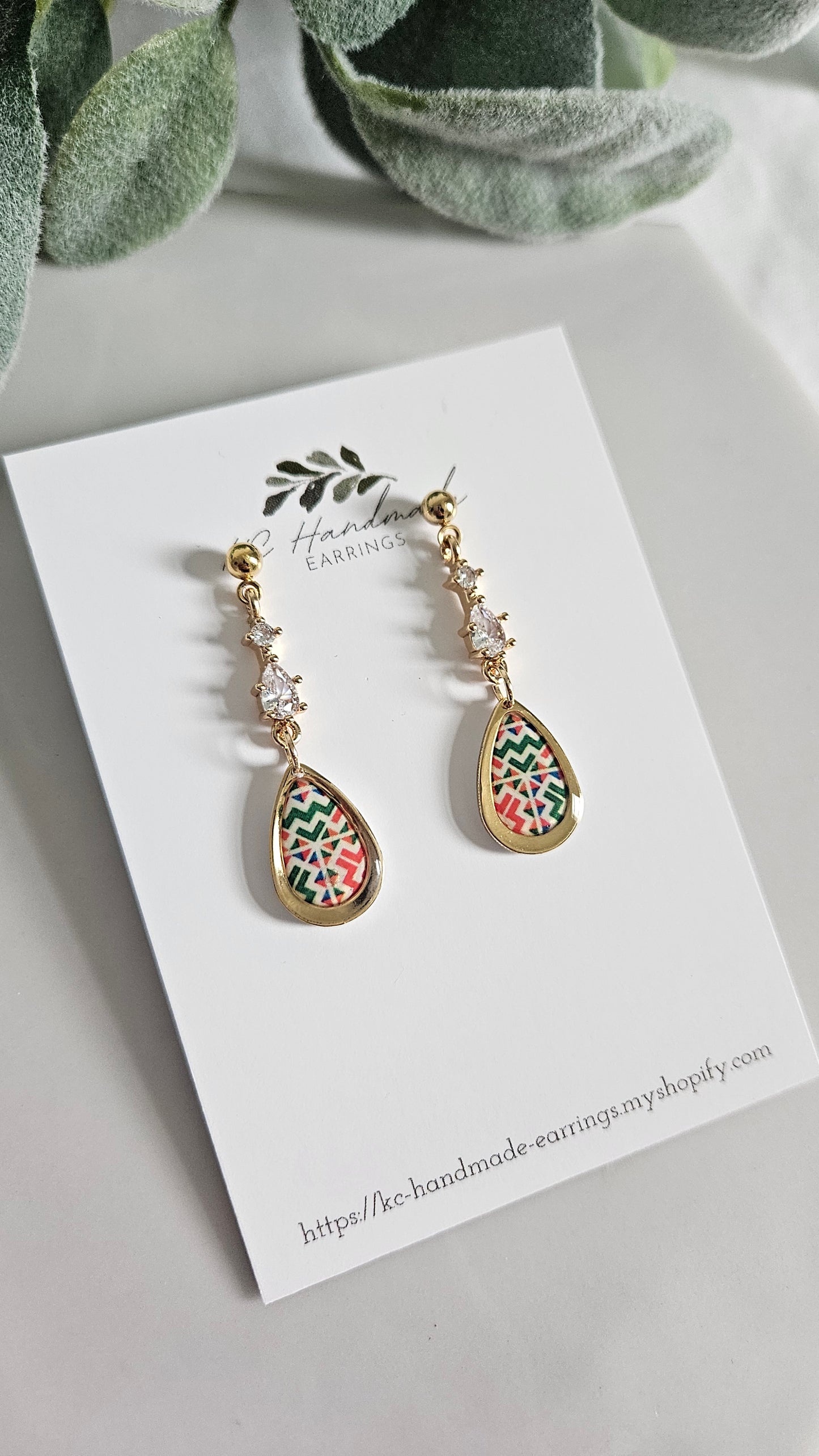 Cross Stitch Mini Teardrop Dangle