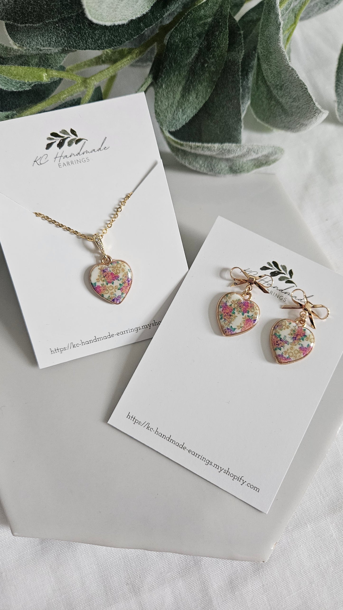 Vintage Lis Loos Heart Necklace & Earring Set