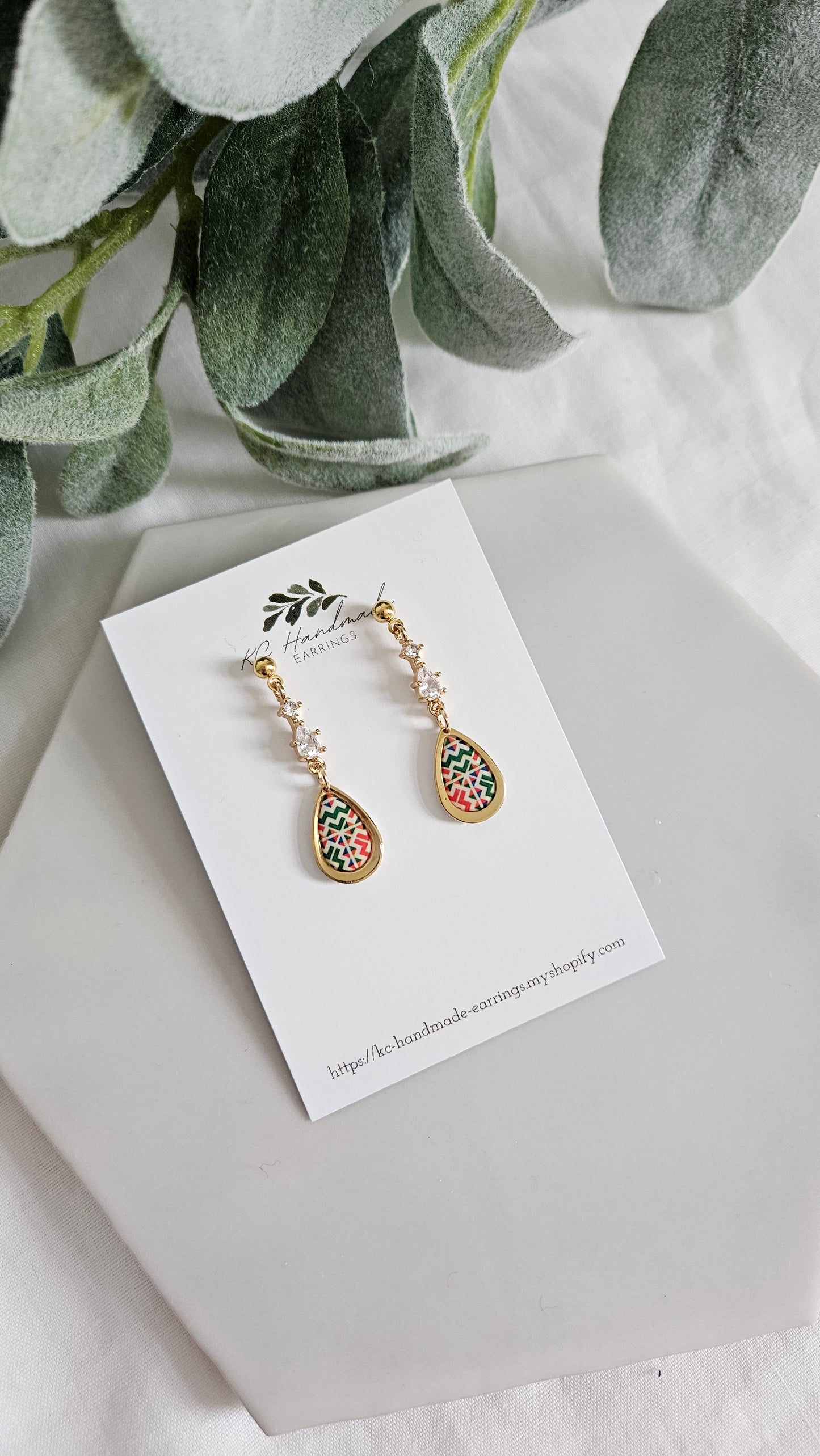 Cross Stitch Mini Teardrop Dangle