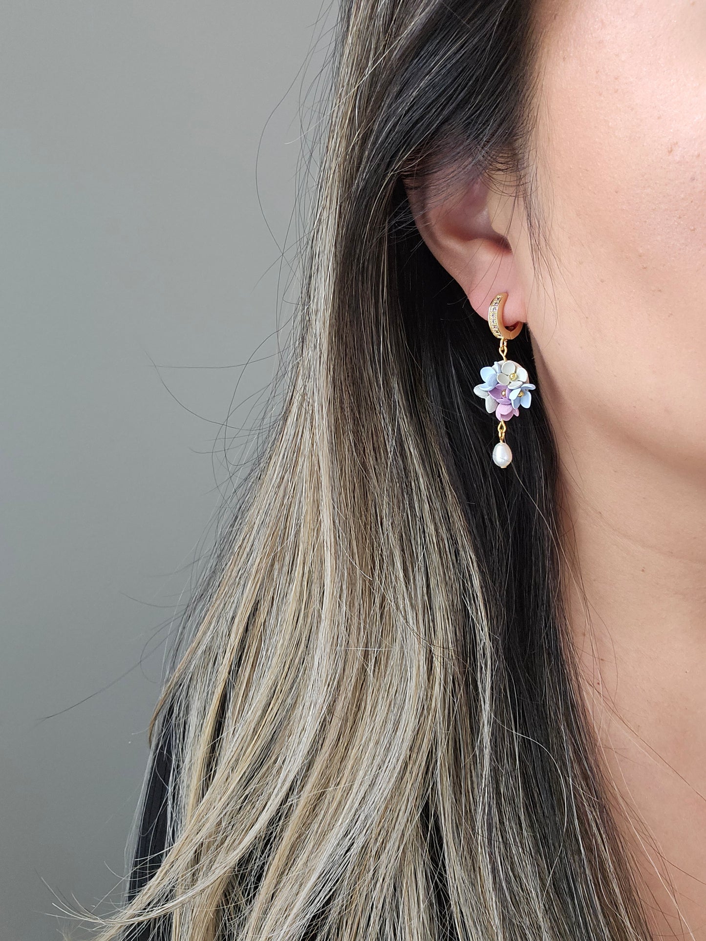 Mix Floral Dangle with Freshwater Pearl