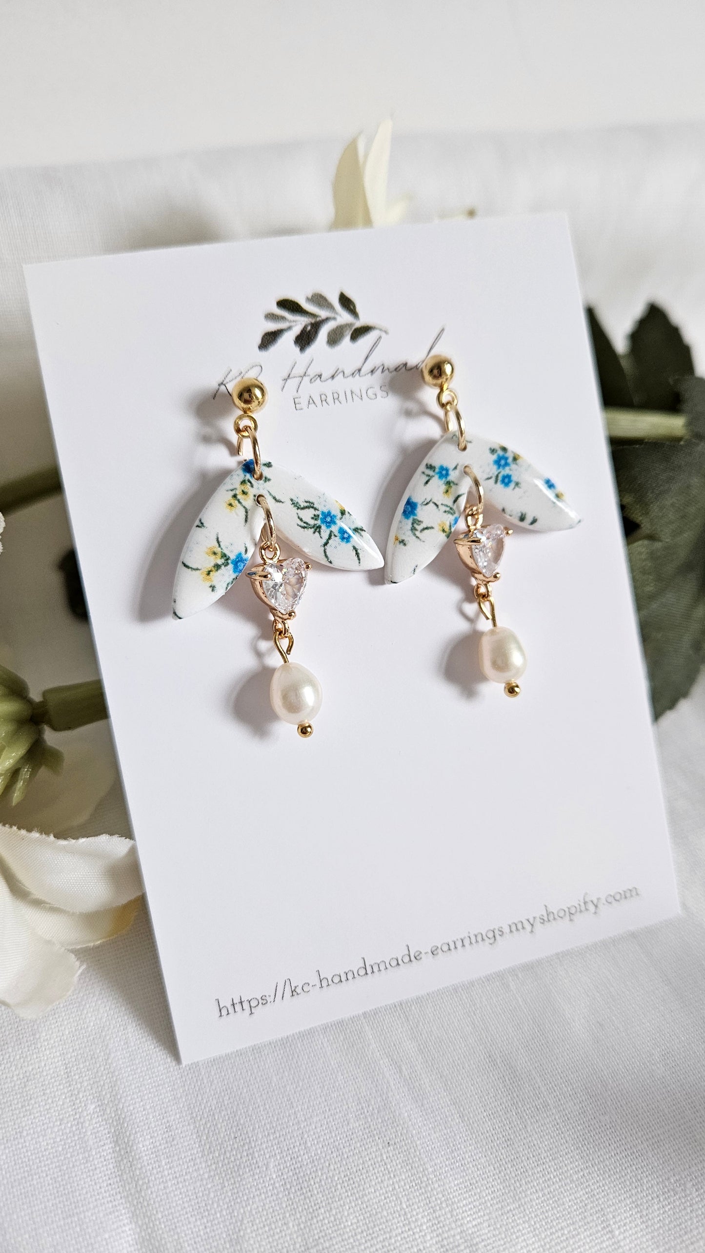 Petal with CZ Charm & Freshwater Dangle