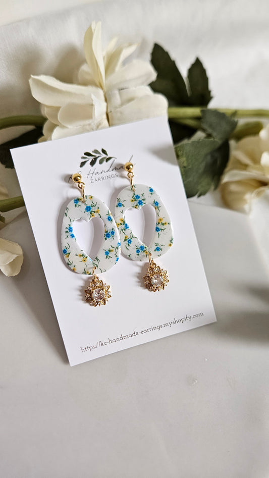 Open heart dangle with Flower CZ
