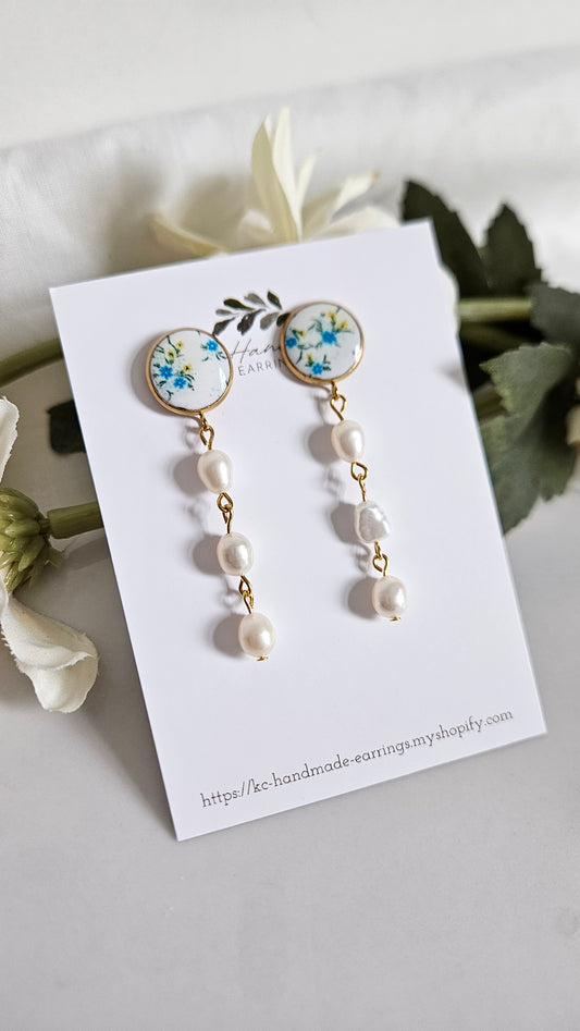 Round Stud with Freshwater Pearl Dangle