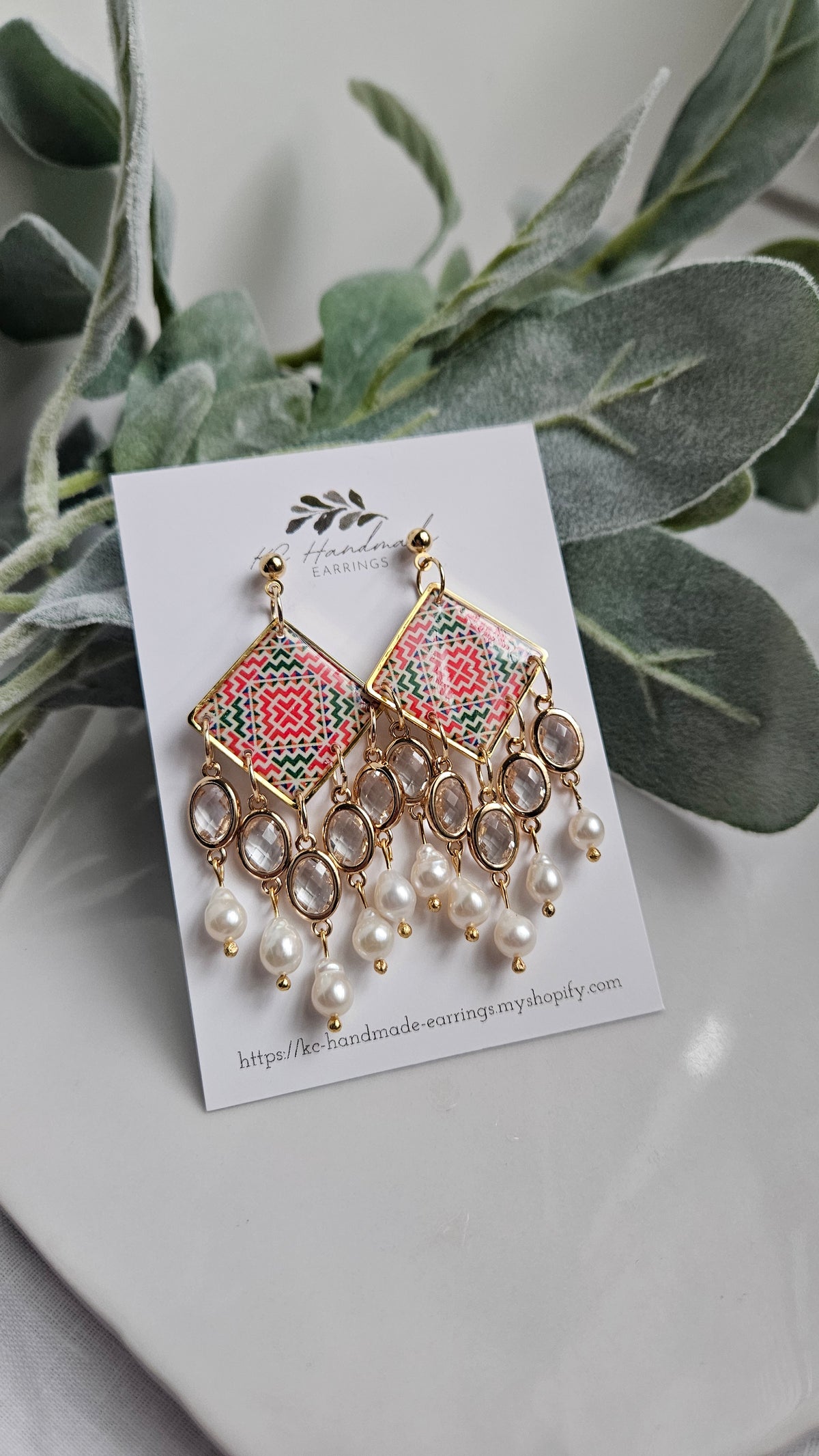 Cross Stitch Dangle with Oval Charms