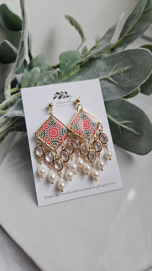 Cross Stitch Dangle with Oval Charms